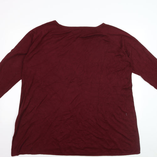 Even&Odd Women's Red 3/4 Sleeve Scoop Neck Pullover Jumper Size 22