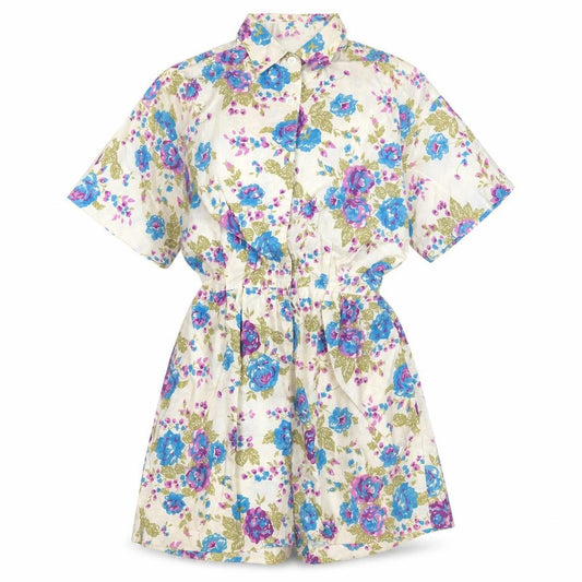 Ashleigh Morgan Women’s Beige Floral Cotton Playsuit L Short Sleeve