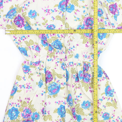 Ashleigh Morgan Women’s Beige Floral Cotton Playsuit L Short Sleeve