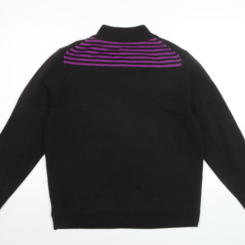 Green Lamb Women's Black Argyle 1/2 Zip Jumper Size 16