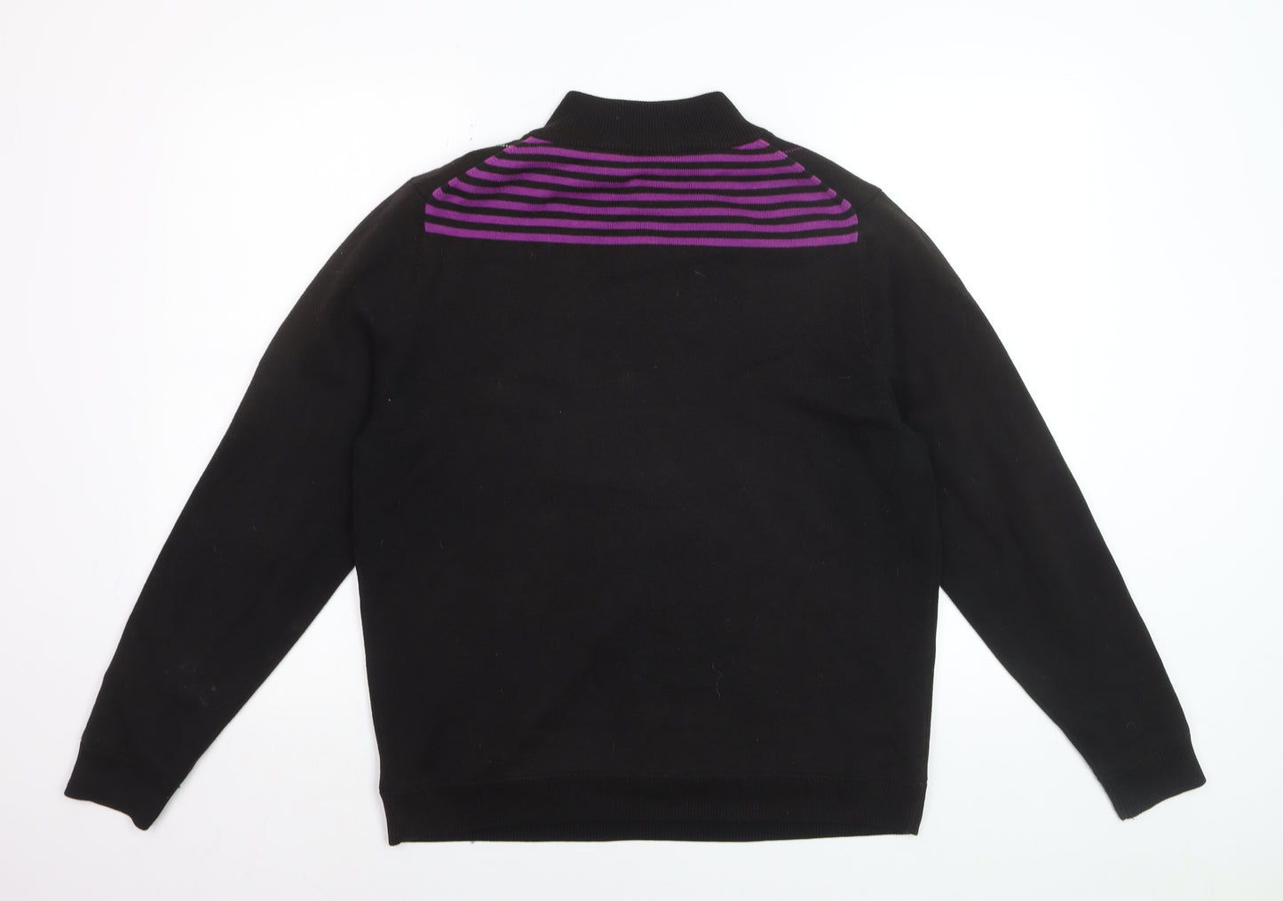 Green Lamb Women's Black Argyle 1/2 Zip Jumper Size 16