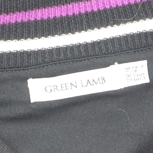 Green Lamb Women's Black Argyle 1/2 Zip Jumper Size 16