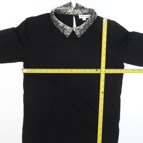 Warehouse Women Black Collared Snake Print Pullover Jumper Size 14