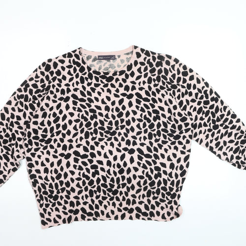 Marks and Spencer Women Pink Animal Print Relaxed Fit Pullover Jumper Size 22