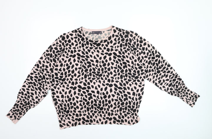 Marks and Spencer Women Pink Animal Print Relaxed Fit Pullover Jumper Size 22