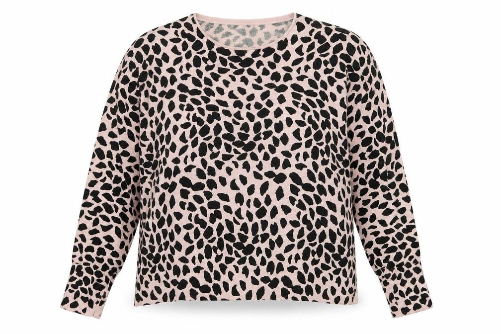 Marks and Spencer Women Pink Animal Print Relaxed Fit Pullover Jumper Size 22