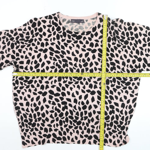 Marks and Spencer Women Pink Animal Print Relaxed Fit Pullover Jumper Size 22