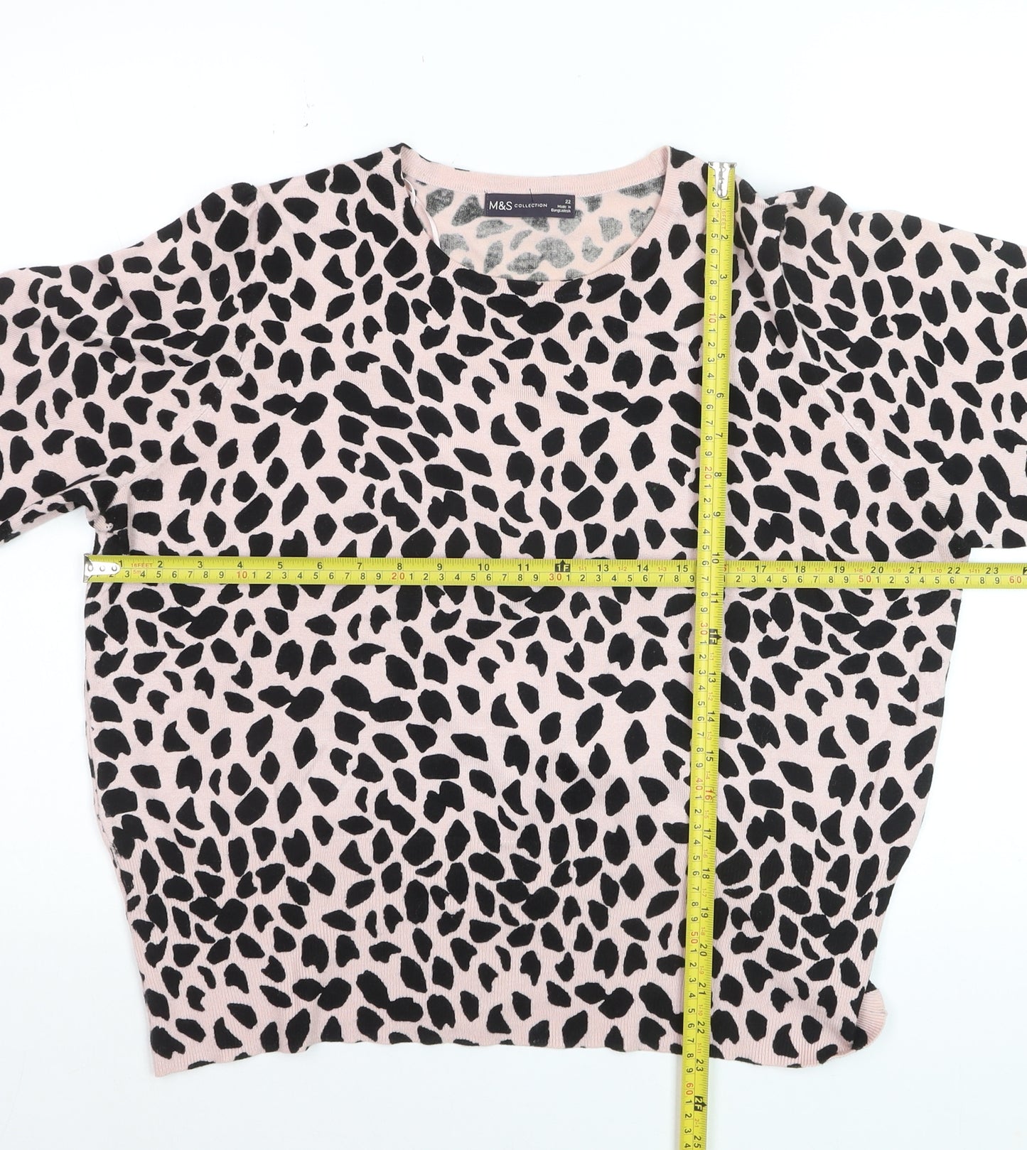 Marks and Spencer Women Pink Animal Print Relaxed Fit Pullover Jumper Size 22