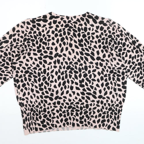 Marks and Spencer Women Pink Animal Print Relaxed Fit Pullover Jumper Size 22