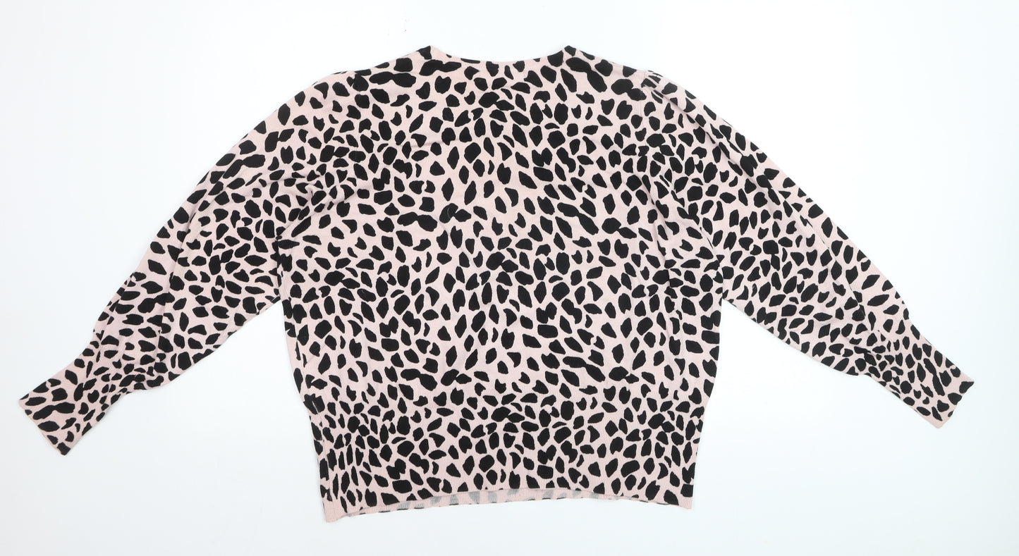 Marks and Spencer Women Pink Animal Print Relaxed Fit Pullover Jumper Size 22