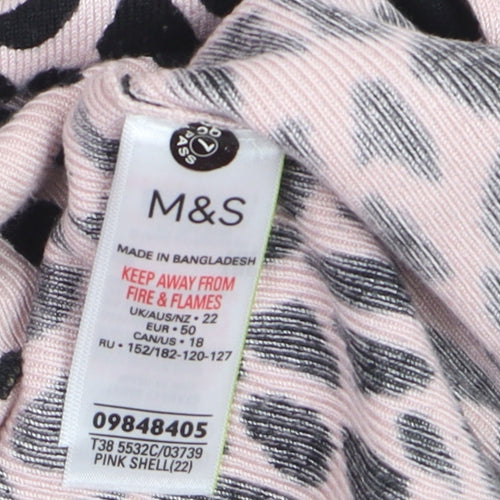 Marks and Spencer Women Pink Animal Print Relaxed Fit Pullover Jumper Size 22