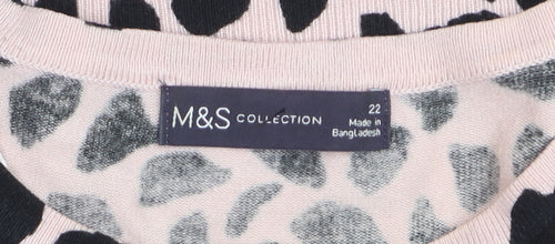 Marks and Spencer Women Pink Animal Print Relaxed Fit Pullover Jumper Size 22