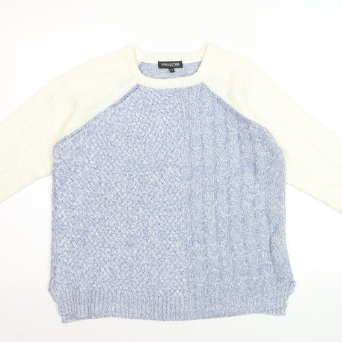 Debenhams Women Blue Crew Neck Cable Knit Pullover Jumper Size 14