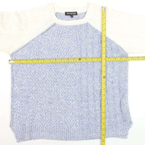 Debenhams Women Blue Crew Neck Cable Knit Pullover Jumper Size 14