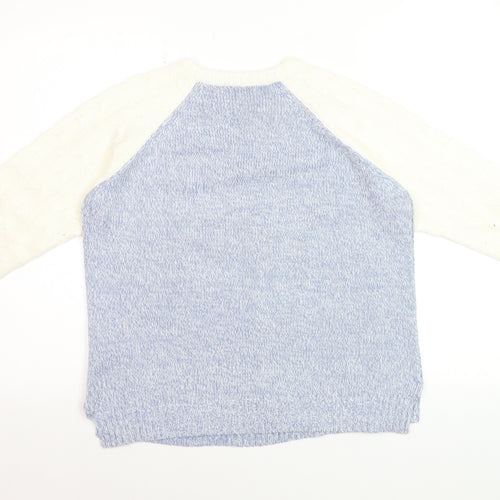 Debenhams Women Blue Crew Neck Cable Knit Pullover Jumper Size 14
