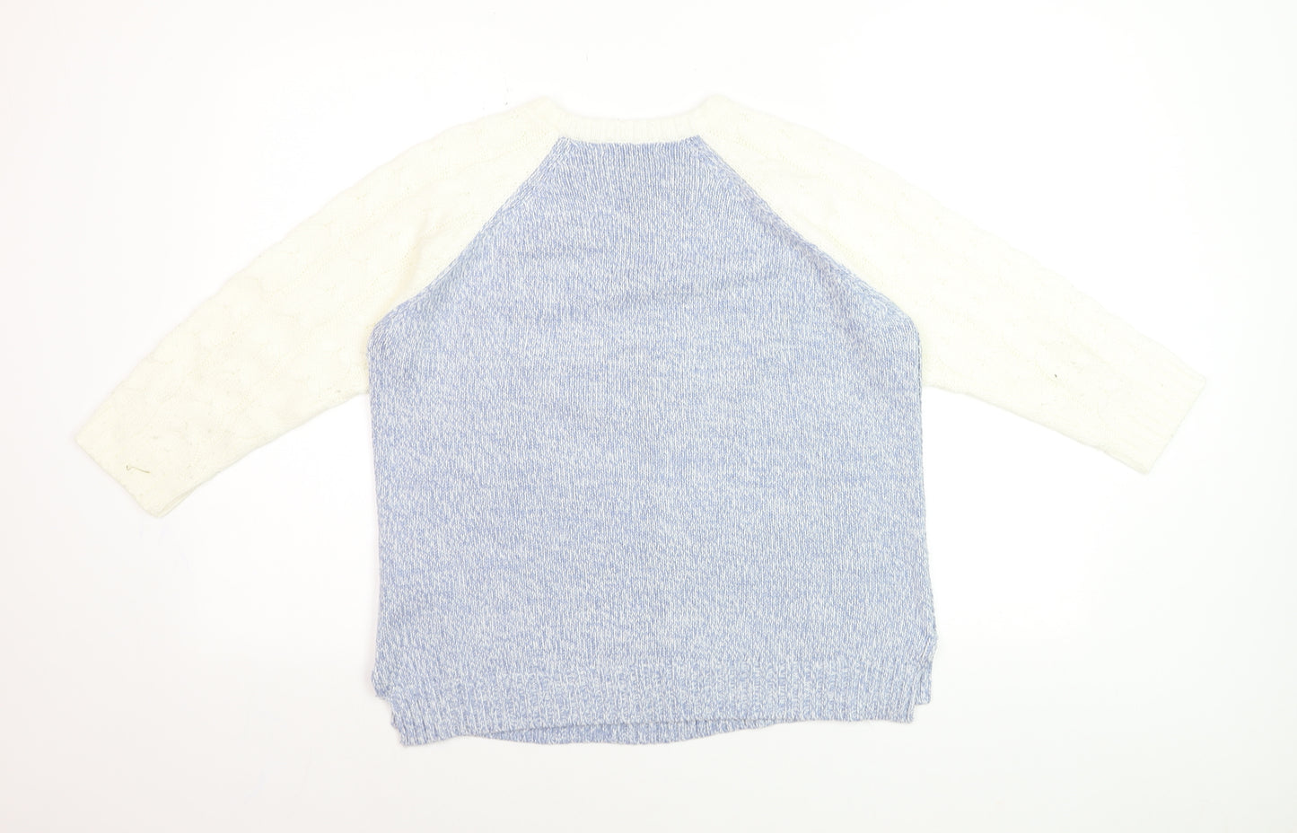 Debenhams Women Blue Crew Neck Cable Knit Pullover Jumper Size 14