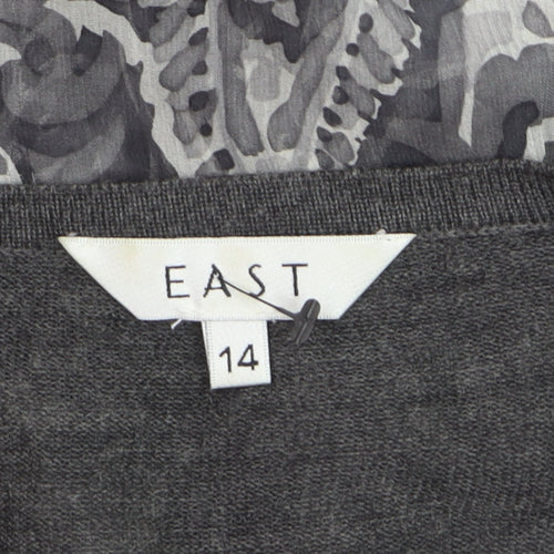 EAST Womens Grey Floral Wool Blend Empire Waist Dress Size 14