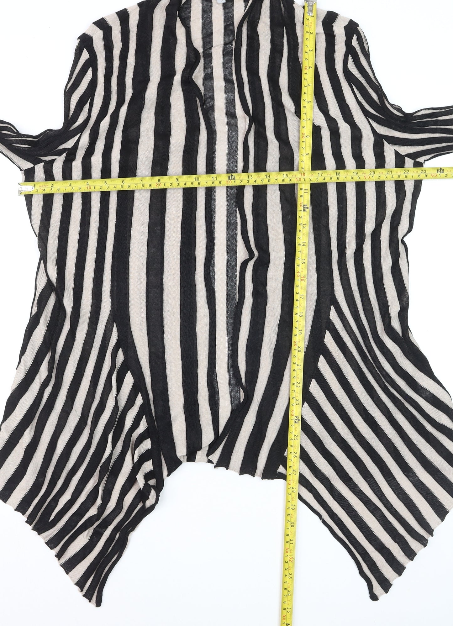 Chesca Women’s Black Stripe Long Sleeve Open Knit Cardigan Size 18