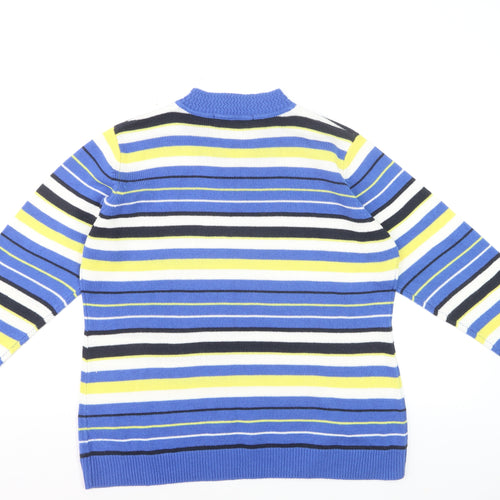 Isle Essentials Women’s Multicoloured Striped V-Neck Knit Jumper L
