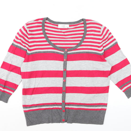Wallis Petites Women’s Multicoloured Stripe 3/4 Sleeve Cardigan Size 8