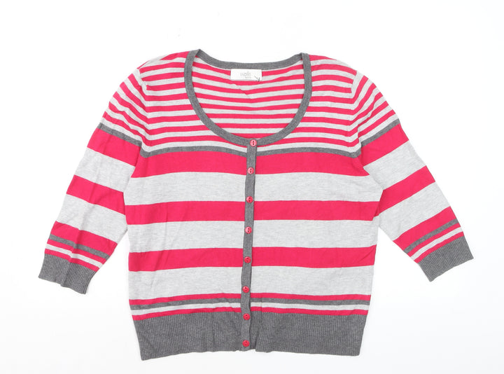 Wallis Petites Women’s Multicoloured Stripe 3/4 Sleeve Cardigan Size 8