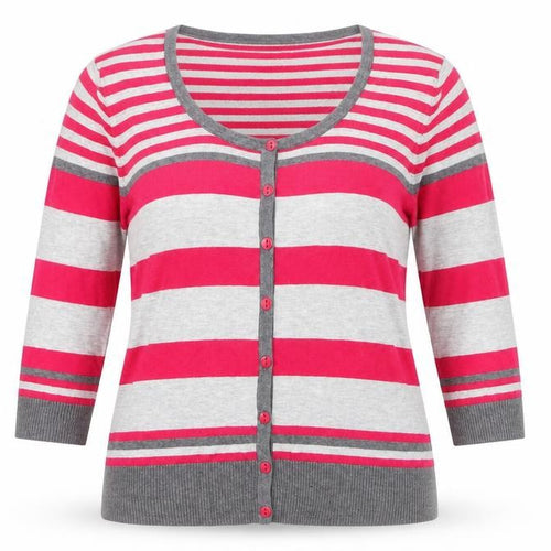 Wallis Petites Women’s Multicoloured Stripe 3/4 Sleeve Cardigan Size 8
