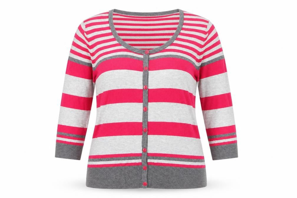 Wallis Petites Women’s Multicoloured Stripe 3/4 Sleeve Cardigan Size 8