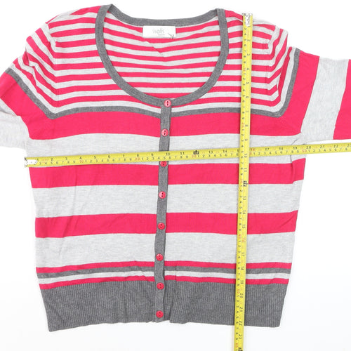 Wallis Petites Women’s Multicoloured Stripe 3/4 Sleeve Cardigan Size 8