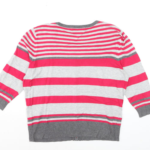 Wallis Petites Women’s Multicoloured Stripe 3/4 Sleeve Cardigan Size 8