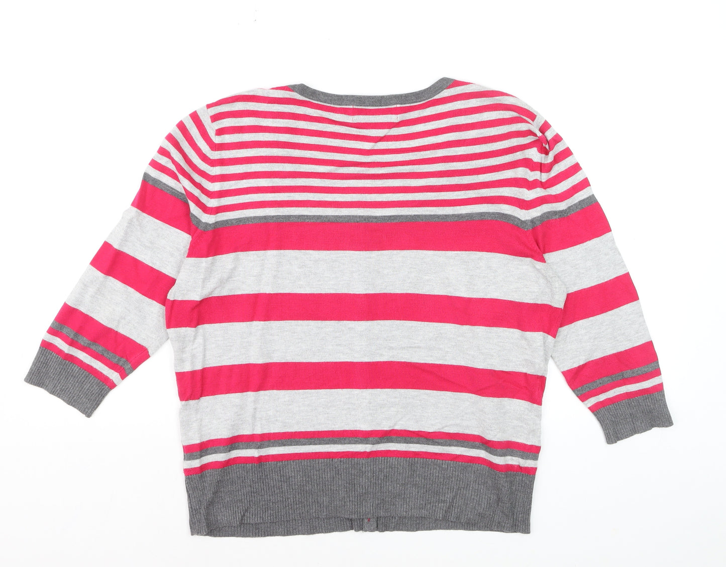 Wallis Petites Women’s Multicoloured Stripe 3/4 Sleeve Cardigan Size 8