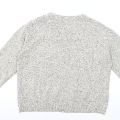 By Bravado Women Grey Emoji Pullover Jumper L Knit Crew Neck