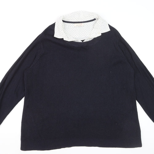 Marks and Spencer Women’s Navy Collared Long Sleeve Pullover Jumper Size 22