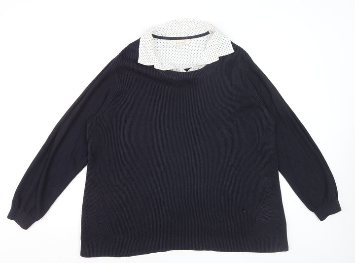 Marks and Spencer Women’s Navy Collared Long Sleeve Pullover Jumper Size 22