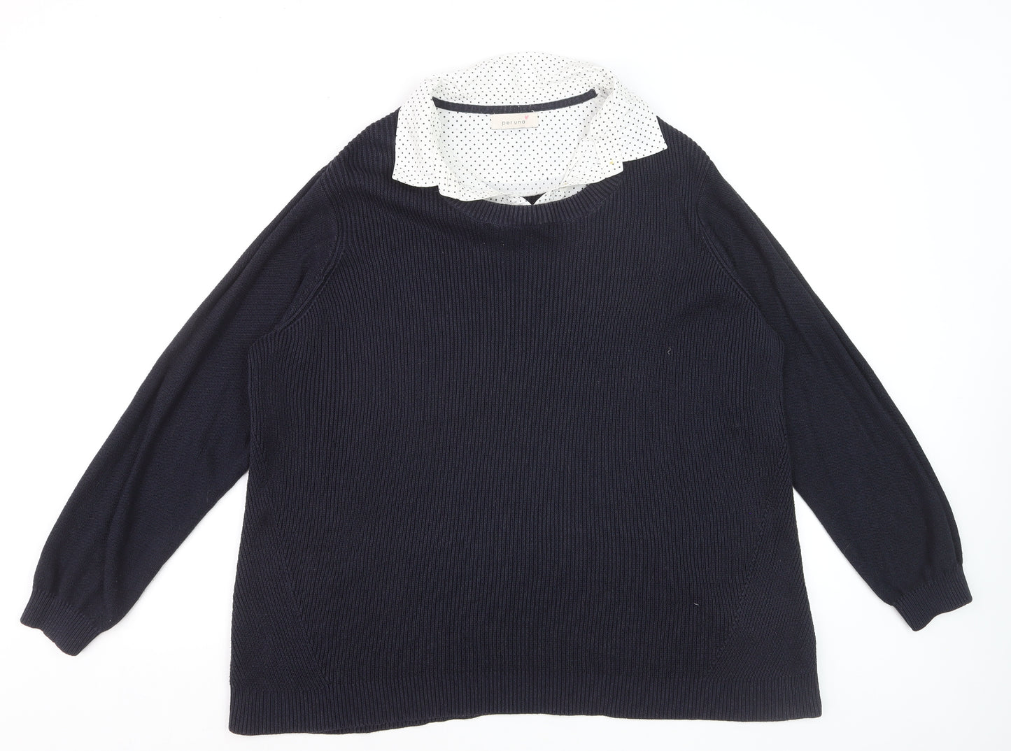 Marks and Spencer Women’s Navy Collared Long Sleeve Pullover Jumper Size 22