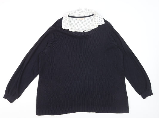 Marks and Spencer Women’s Navy Collared Long Sleeve Pullover Jumper Size 22