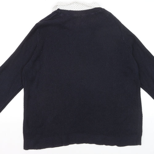 Marks and Spencer Women’s Navy Collared Long Sleeve Pullover Jumper Size 22