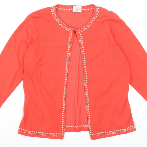 Next Women Red Embroidered Round Neck Cardigan UK 16