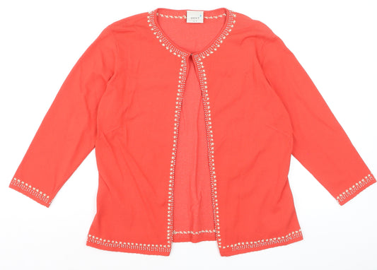 Next Women Red Embroidered Round Neck Cardigan UK 16