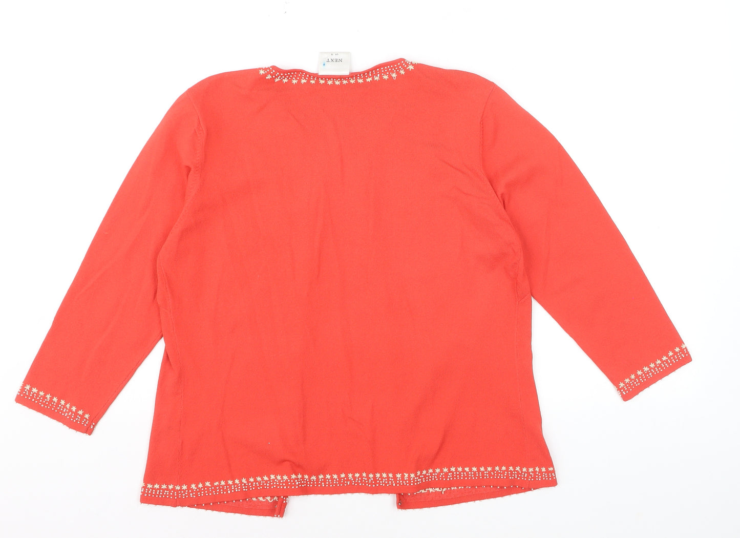 Next Women Red Embroidered Round Neck Cardigan UK 16