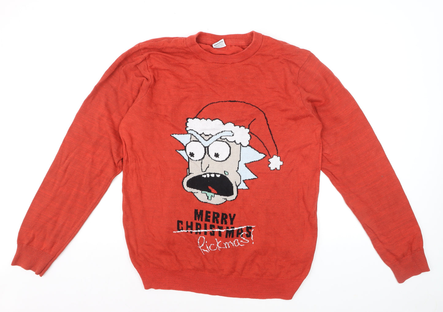 George Rick and Morty Red Men's L Christmas Jumper Pullover