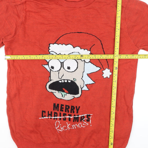 George Rick and Morty Red Men's L Christmas Jumper Pullover