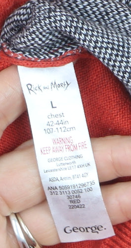 George Rick and Morty Red Men's L Christmas Jumper Pullover