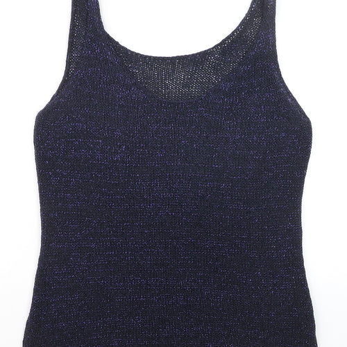 Next Women’s Blue Metallic Knit Tank Top Size 10
