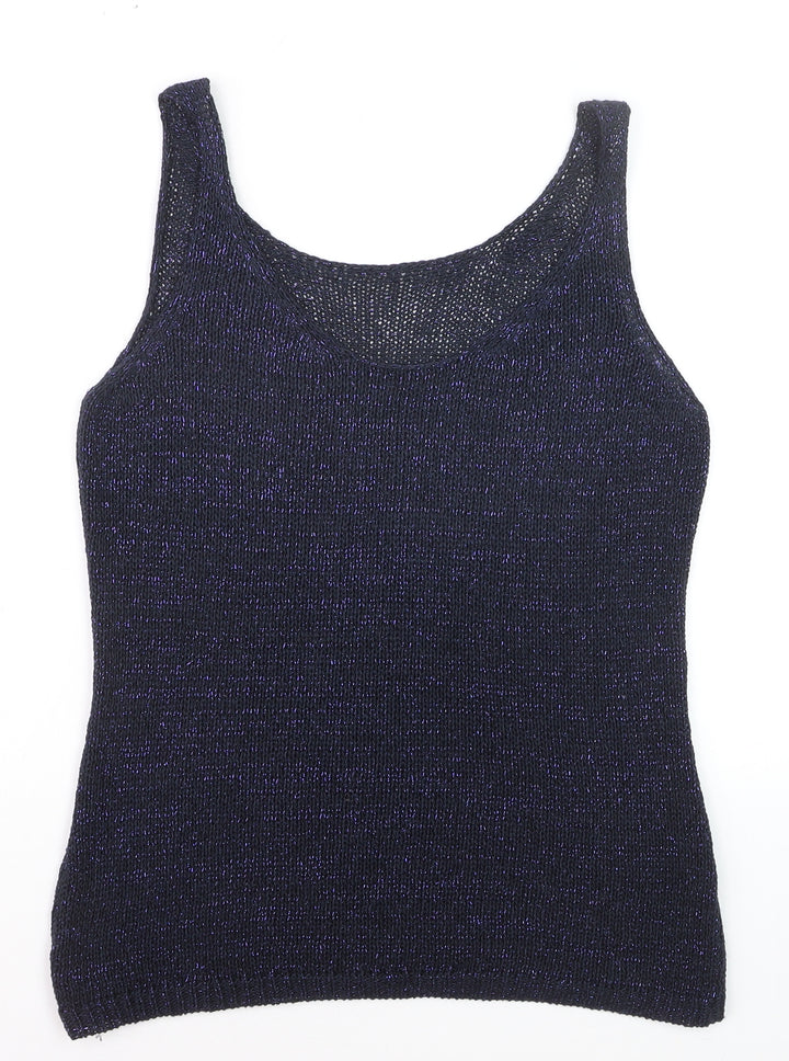 Next Women’s Blue Metallic Knit Tank Top Size 10