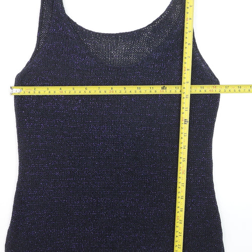 Next Women’s Blue Metallic Knit Tank Top Size 10