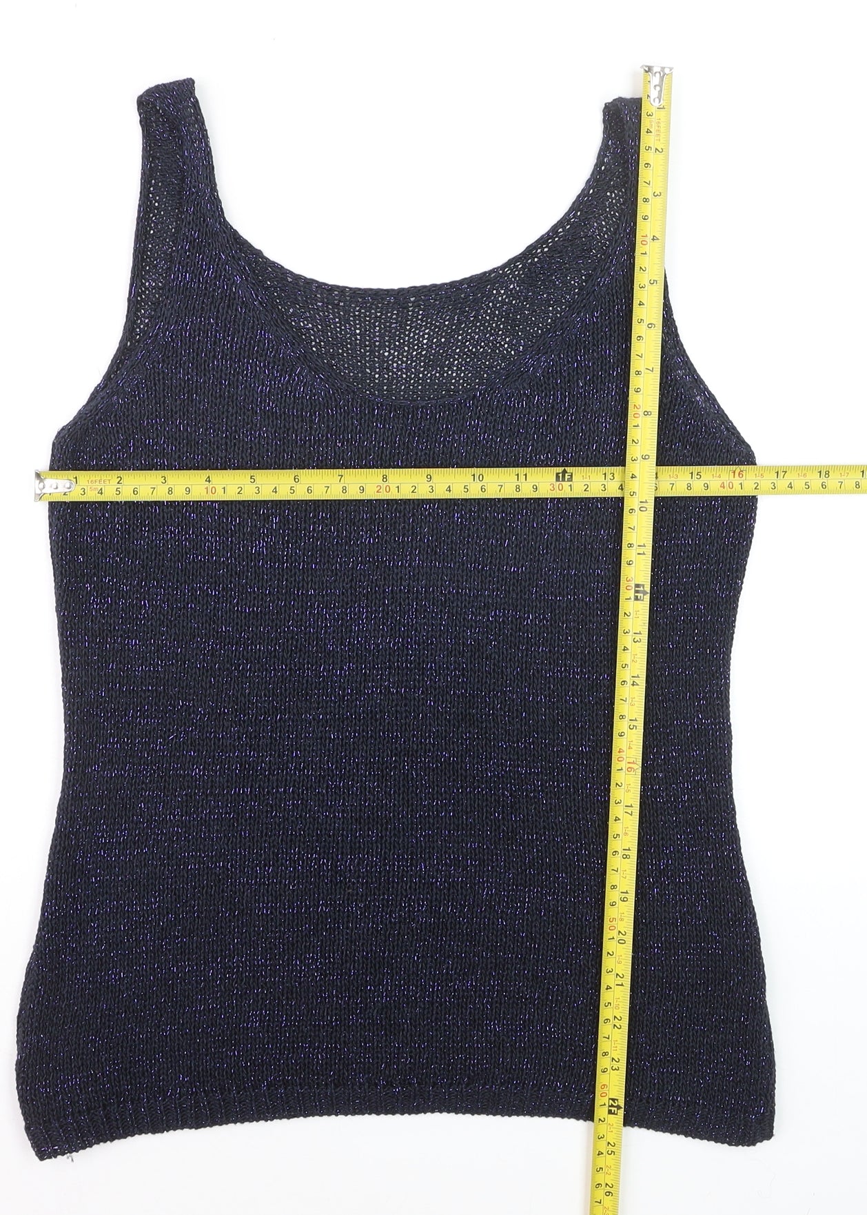 Next Women’s Blue Metallic Knit Tank Top Size 10