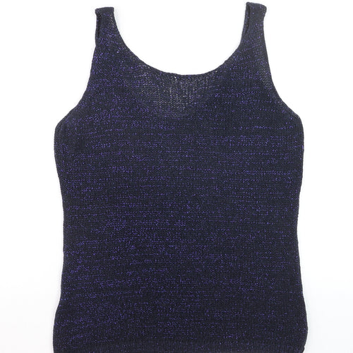 Next Women’s Blue Metallic Knit Tank Top Size 10