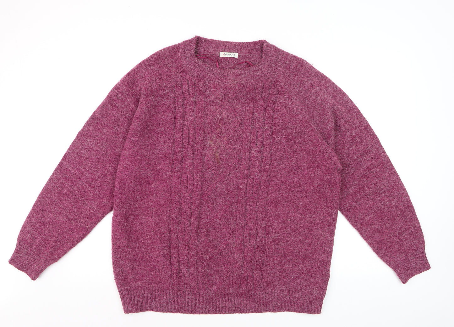 Damart Women’s Purple Cable-Knit Acrylic Pullover Jumper Size L 18/20