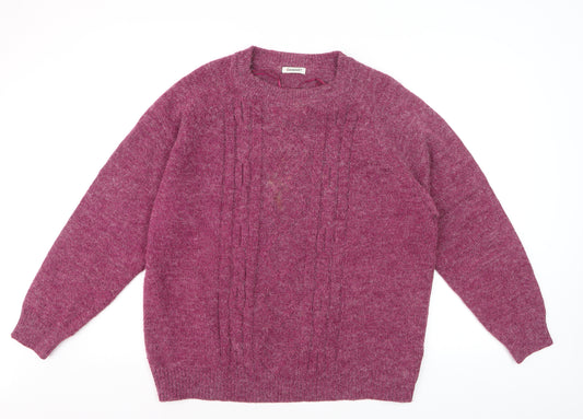 Damart Women’s Purple Cable-Knit Acrylic Pullover Jumper Size L 18/20