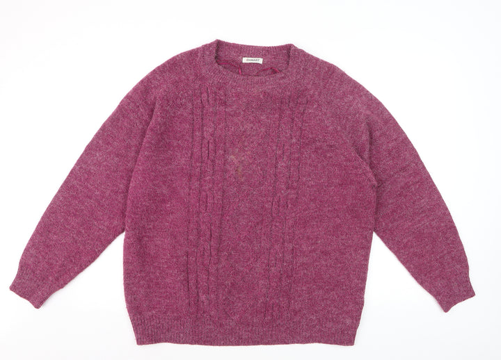 Damart Women’s Purple Cable-Knit Acrylic Pullover Jumper Size L 18/20